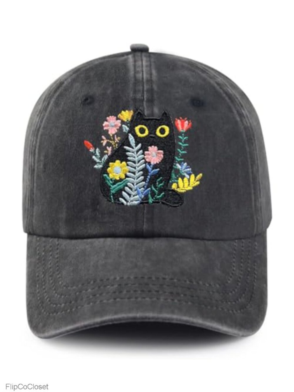 Cat Baseball Cap Embroidered Cotton Dad Hat Adjustable